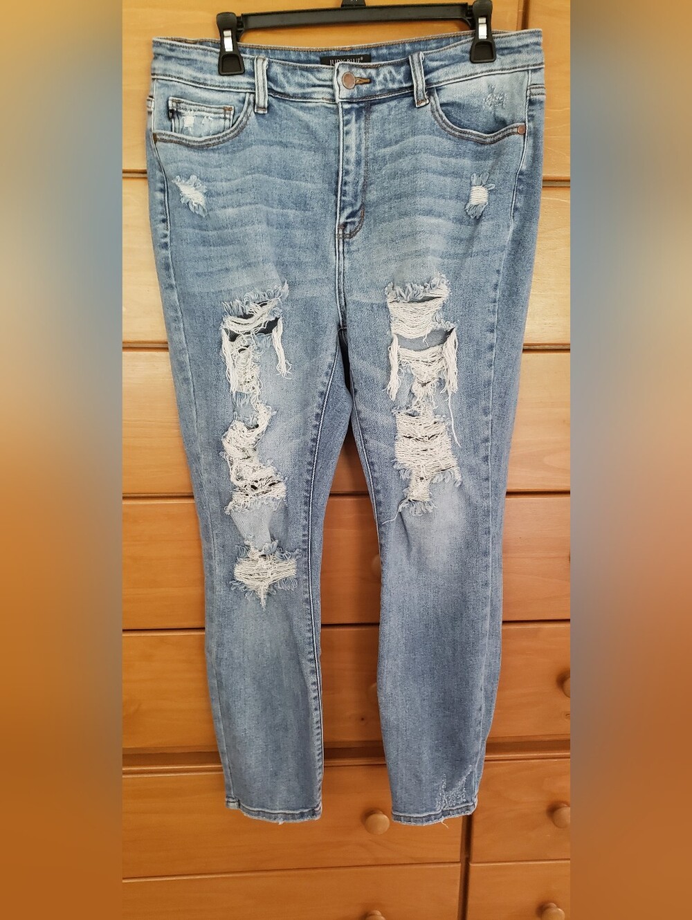 Judy Blue Light Blue Distressed Skinny Jeans
